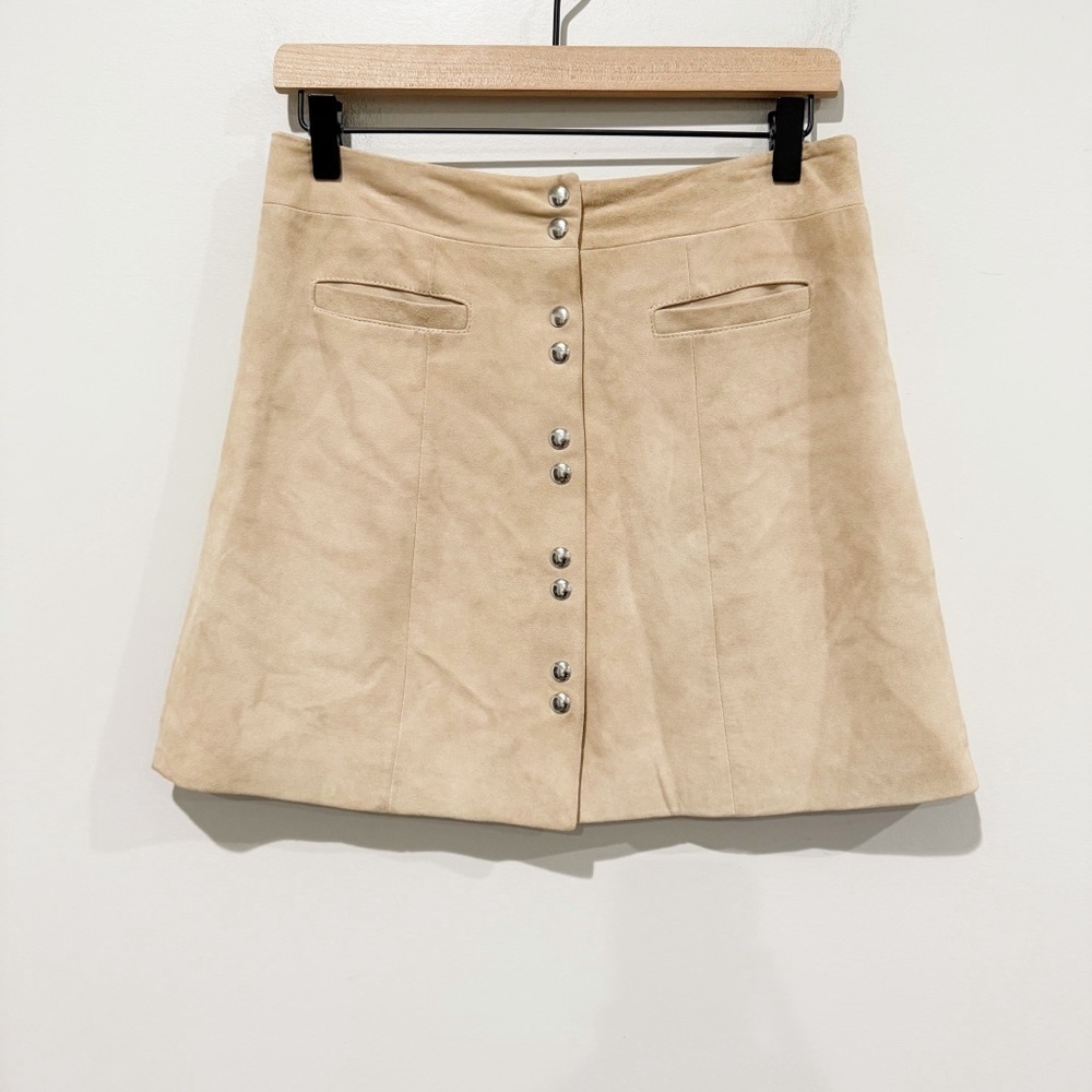 INTERMIX Sierra Suede Skirt Tan Khaki Neutral Fall Boho Concert Size Small